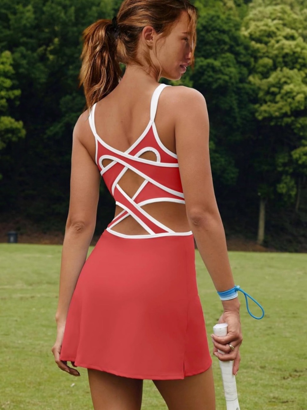 FP Movement by Free People Coral Tennis Dress with White Trim